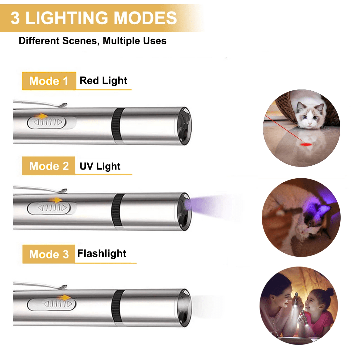7 - in - 1 LED Laser Pointer Cat & Dog Toy — 5 Patterns, Hours of Play - LOLO'S SHOP