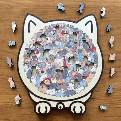 135-Piece Cat-Shaped Wooden Jigsaw Puzzle – Gift for Cat Lovers