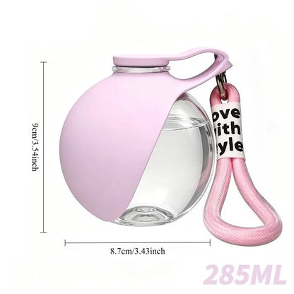 Portable Pet Water Bottle with Collapsible Bowl – 285ml Travel Cup
