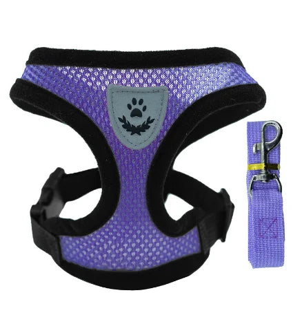 Adjustable Mesh Cat & Dog Harness Vest with Leash – Escape-Proof