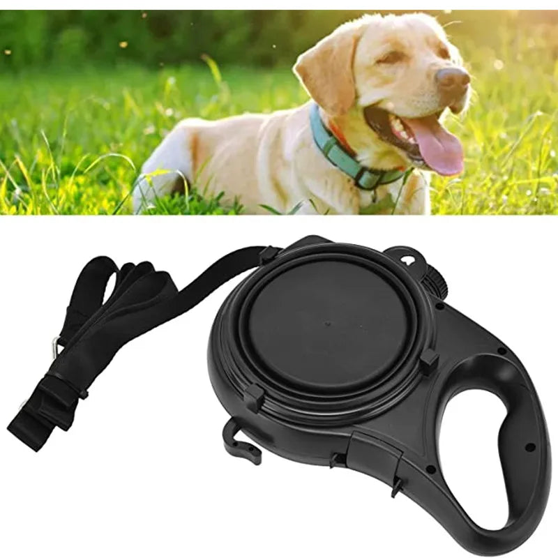 5-in-1 Dog Walking Leash with Water Bottle, Bowl & Waste Bag Dispenser