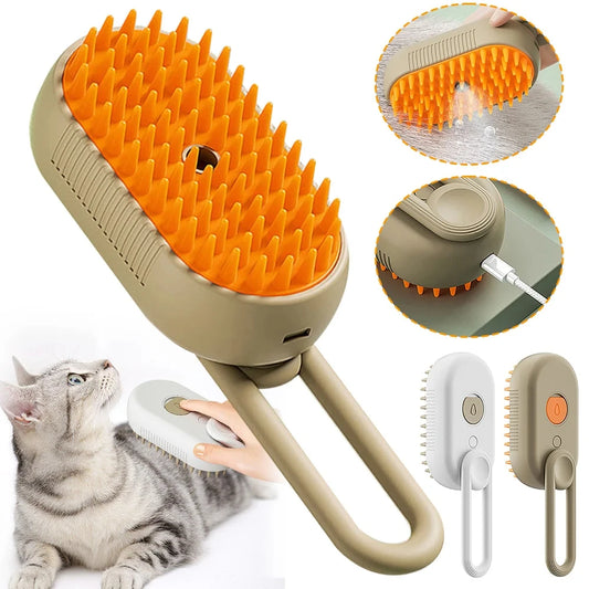 Electric Steam Cat Brush – Self-Cleaning Grooming Glove