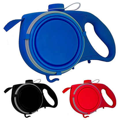 5-in-1 Dog Walking Leash with Water Bottle, Bowl & Waste Bag Dispenser