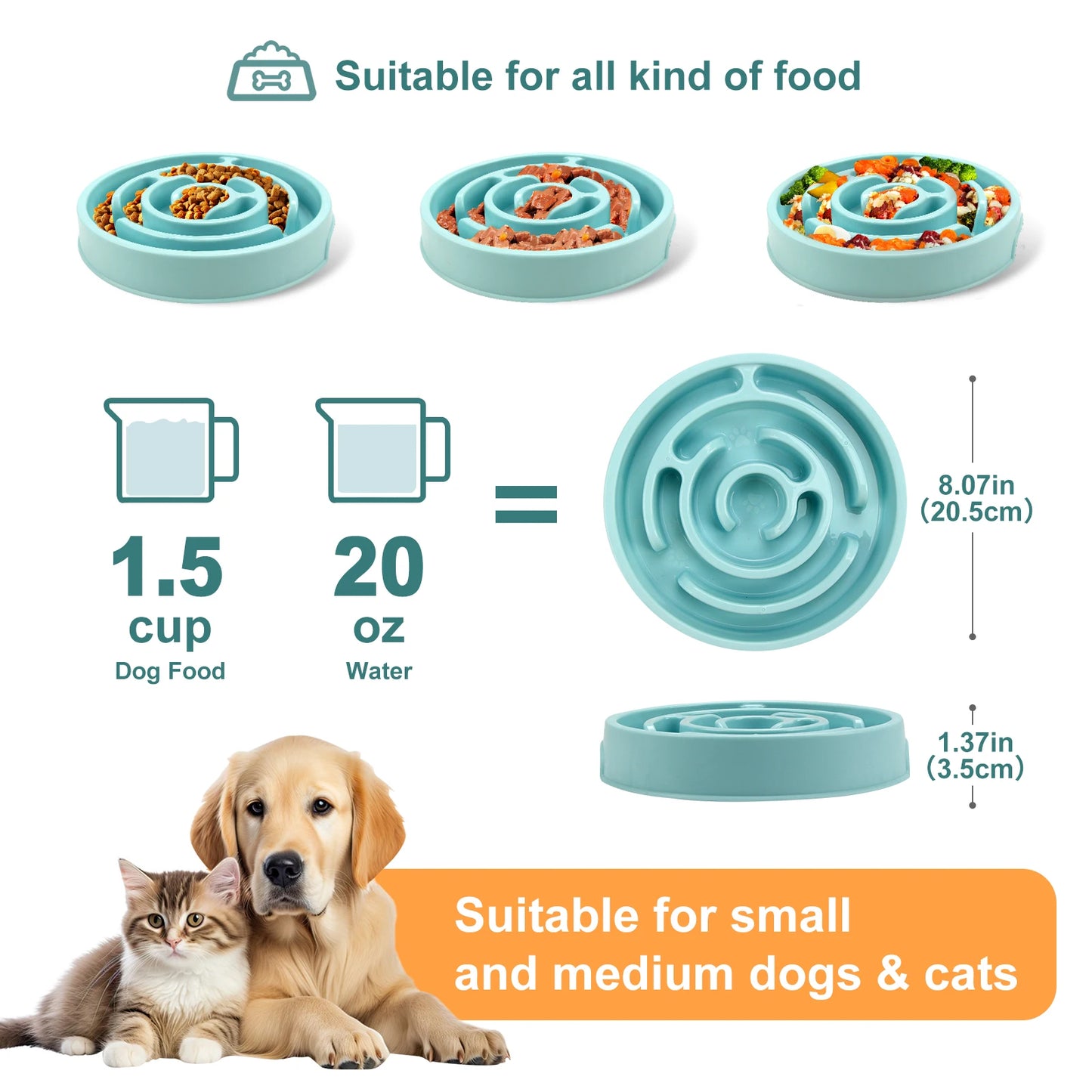 Slow Feeder Dog Bowl – Anti-Gulping Non-Slip Dish for All Sizes