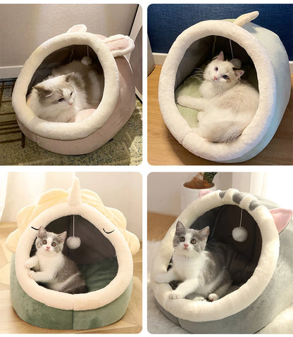 Deep Sleep Cave Cat Bed – Foldable Washable Cartoon Pet Bed