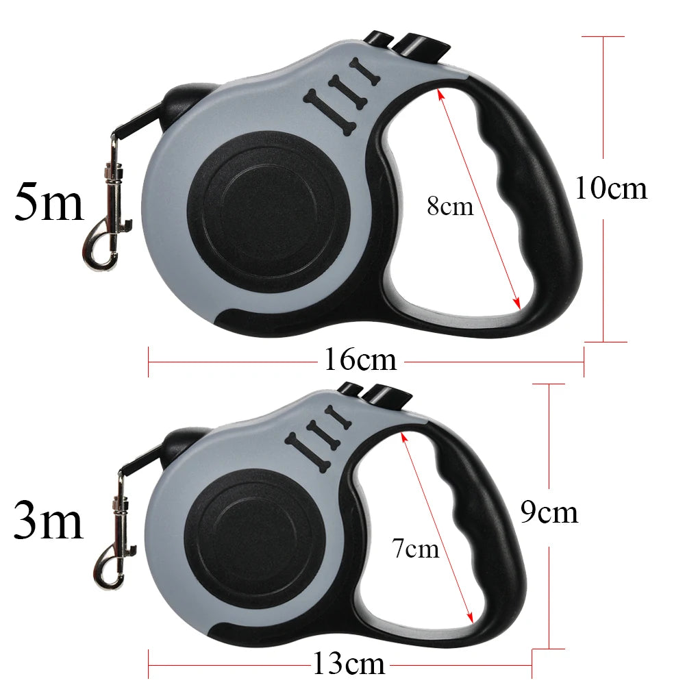 Strong Retractable Dog Leash – 3m/5m Nylon Lead for All Breeds