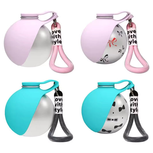 Portable Pet Water Bottle with Collapsible Bowl – 285ml Travel Cup
