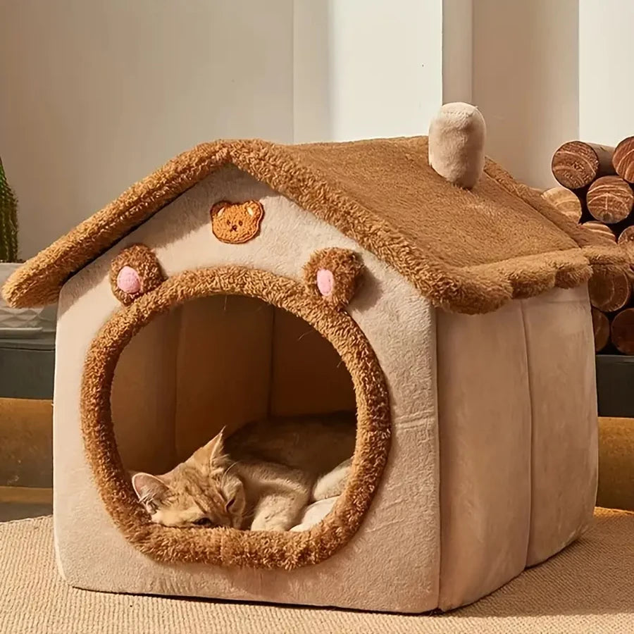 Foldable Cave Pet Bed – Cozy House for Cats & Small Dogs