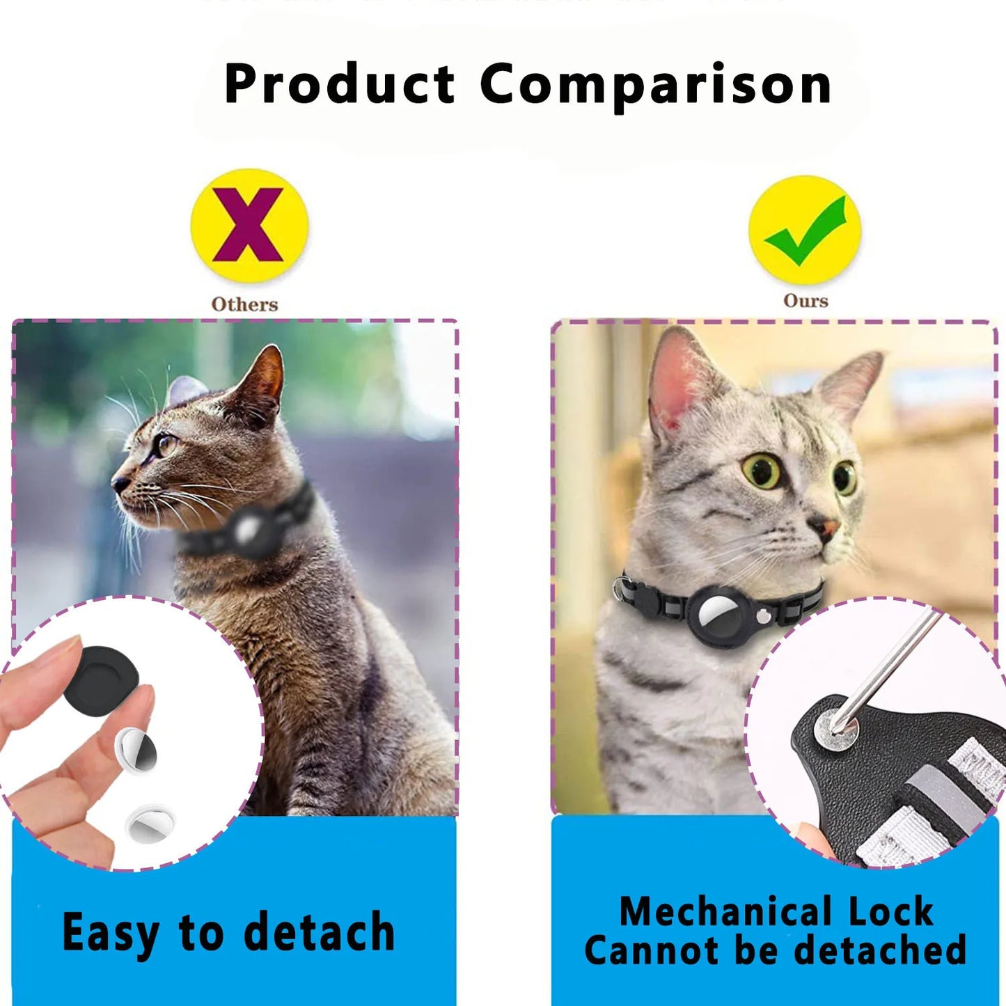 Cat AirTag Collar with Breakaway Safety & Reflective Strips
