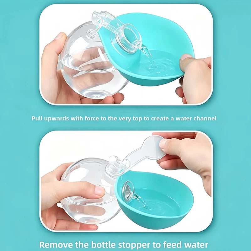 Portable Pet Water Bottle with Collapsible Bowl – 285ml Travel Cup