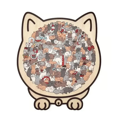 135-Piece Cat-Shaped Wooden Jigsaw Puzzle – Gift for Cat Lovers