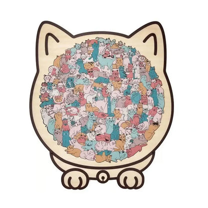 135-Piece Cat-Shaped Wooden Jigsaw Puzzle – Gift for Cat Lovers