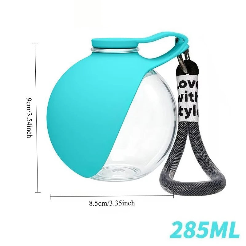 Portable Pet Water Bottle with Collapsible Bowl – 285ml Travel Cup