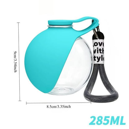 Portable Pet Water Bottle with Collapsible Bowl – 285ml Travel Cup