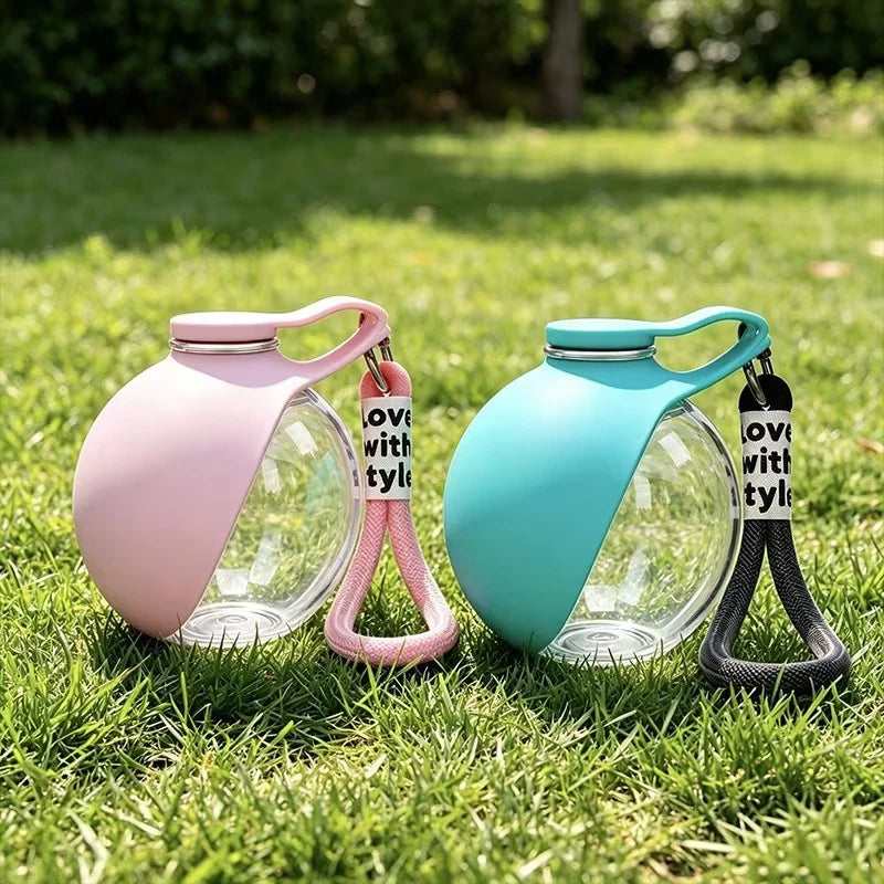 Portable Pet Water Bottle with Collapsible Bowl – 285ml Travel Cup