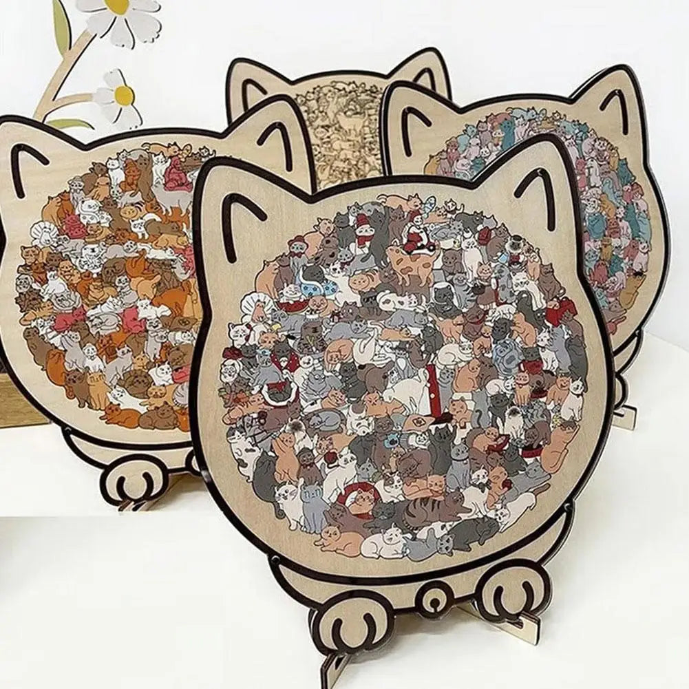 135-Piece Cat-Shaped Wooden Jigsaw Puzzle – Gift for Cat Lovers