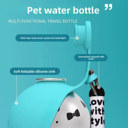 Portable Pet Water Bottle with Collapsible Bowl – 285ml Travel Cup