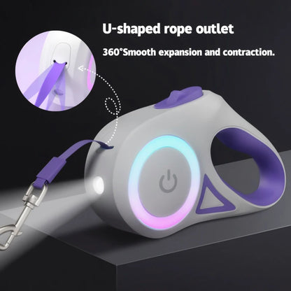 LED Retractable Dog Leash with Light – 3m/5m Night Safety Leash