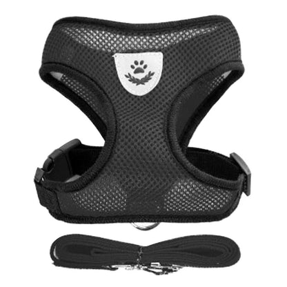 Adjustable Mesh Cat & Dog Harness Vest with Leash – Escape-Proof