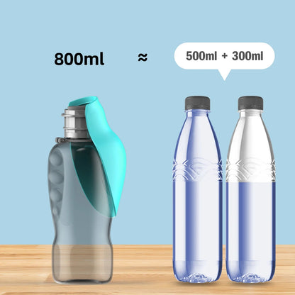 Portable Dog Water Bottle with Bowl – 800ml Travel Drinking Cup