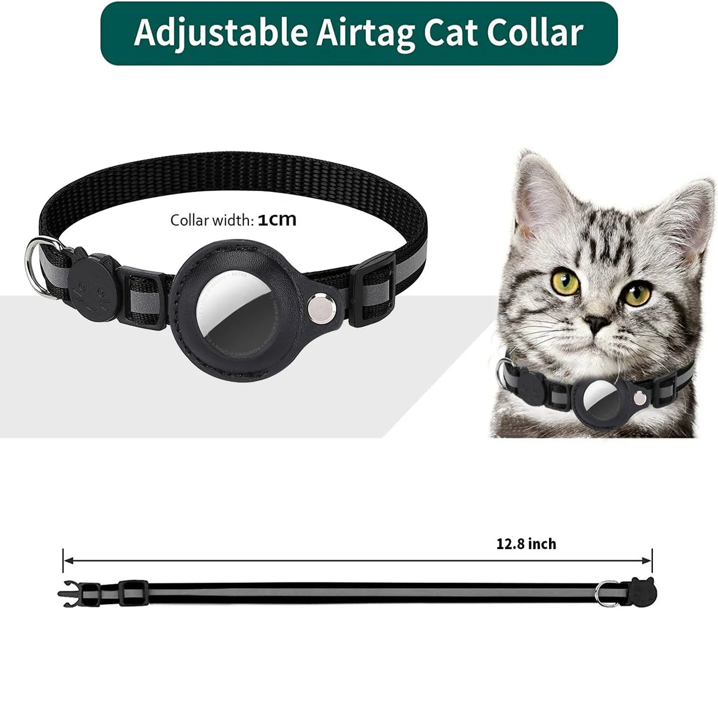 Cat AirTag Collar with Breakaway Safety & Reflective Strips