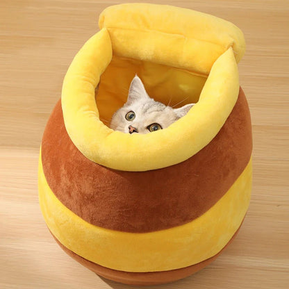 Adorable Honey Jar Theme Cat Bed - LOLO'S SHOP