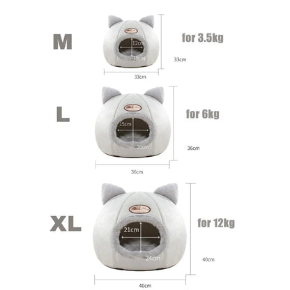 Cozy 2 - in - 1 Pet House Bed with Cat Ears — Rest & Hide in Style - LOLO'S SHOP