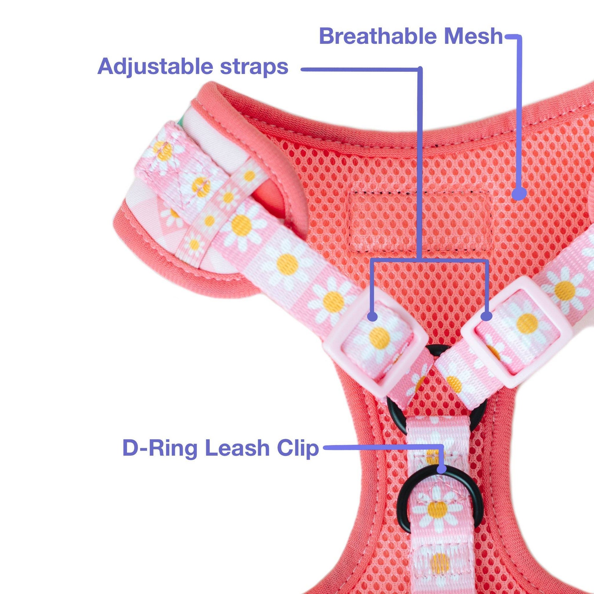Precious Peach Adjustable Dog Harness — Floral Style, No - Pull Comfort - LOLO'S SHOP